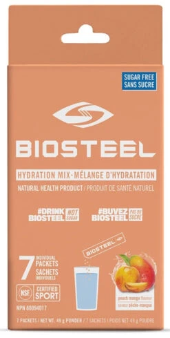 BioSteel High-Performance Sports Hydration Mix (7 Count) -Pro Hockey Supplies 630615 CAN 20Biosteel Hydration 20Mix Peach 20Mango 7CT Front