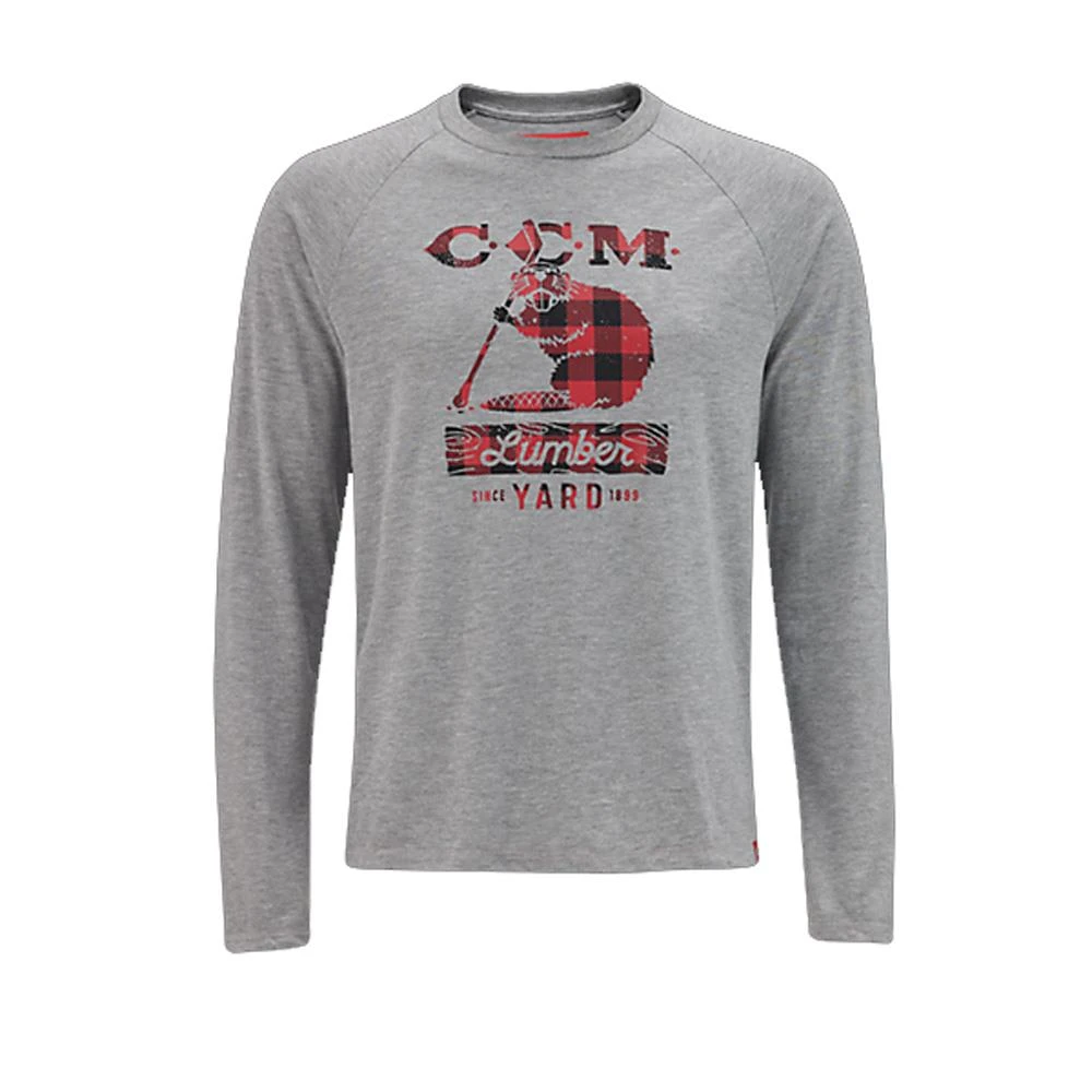 CCM Holiday Lumber Yard Long Sleeve Tee Adult CCM Holiday Lumber Yard Long Sleeve Tee Adult -Pro Hockey Supplies ccm holiday mascot lumber long sleeve tee adult athletic grey